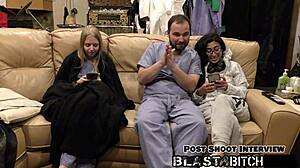 Jasmine rose's thigh gets blasted with cum in pov version. Intense backstage domination leaves her moaning.