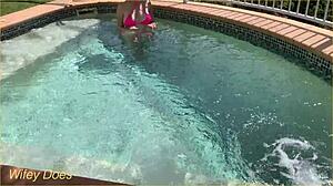 Wife Flashes Her Tits In Hotel Pool