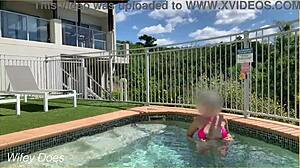 Wife Flashes Her Tits In Hotel Pool