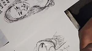 Covering women's tits with cum in a quick sketch