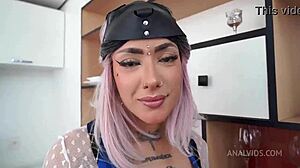 Maria Morangoh, white Brazilian alt, fucked balls deep by big black cock in anal and pussy with dirty talk.