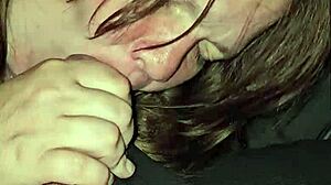 wife spits on cock, moans, and deepthroats