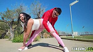 hot lola bratz fucking in public, blending beauty with risky exposure