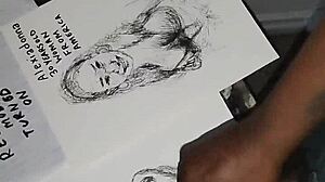 Covering women's tits with cum in a quick sketch