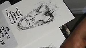 Covering women's tits with cum in a quick sketch