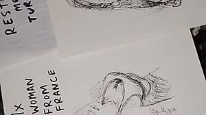 Covering women's tits with cum in a quick sketch