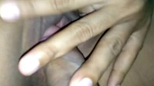 Amateur creampie floods tight shaved pussy with wet sexy juices