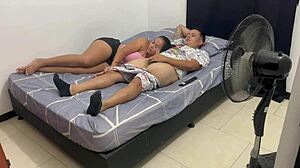 My Sister-In-Law Loves Milking Me Even While Watching Tv And I Cum On Her Tits!