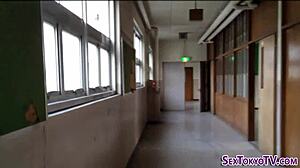 asian teen rubs her hairy pussy