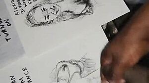Covering women's tits with cum in a quick sketch