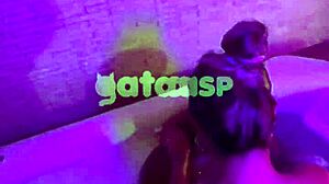 Wow, this hotwife is taking that big black cock bareback in the bathtub! 🔥