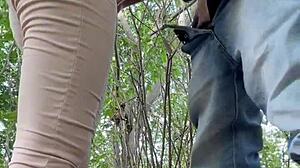 Young Brunette Latina Neighbor Fucked Outdoors in Forest During Weekend Workout