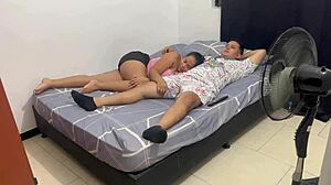 My Sister-In-Law Loves Milking Me Even While Watching Tv And I Cum On Her Tits!