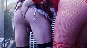 brunette with a big ass fucks a hot student in the ass 😏