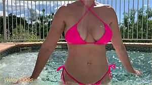 Wife Flashes Her Tits In Hotel Pool