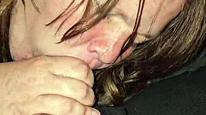 wife spits on cock, moans, and deepthroats