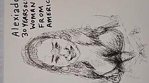 Covering women's tits with cum in a quick sketch