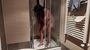 Big Breasted Milf Shaves Her Hairy Pussy In The Shower