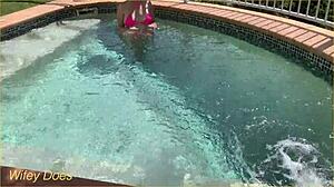 Wife Flashes Her Tits In Hotel Pool