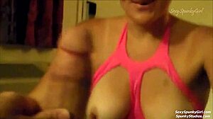 Sweaty amateur sucks cock and jerks cum onto face