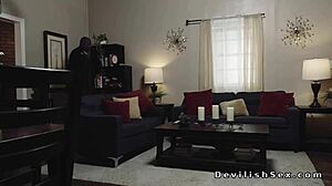 Busty Asian Rides Biker in Warehouse