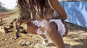 Monika fox shamelessly exposes herself outdoors under a tree