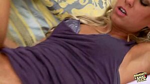 Suggestive Young Bitch Fucked on Bed with Cum in Mouth