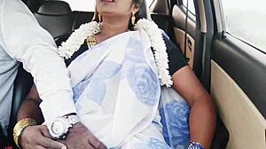 Indian bhabi enjoys a romantic car ride with Telugu conversations.