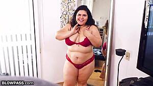 BBW stepmom Karla Lane gives sloppy blowjob