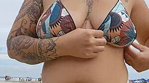 Beach Flashing To Attract Married Men For Fucking