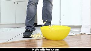 Stepbrother catches stepsister BLOWING their elder stepbro's COCK and he WANTS it too.