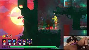 Chubby ebony gamer girl gets fucked with dildo while playing video game - dead cells