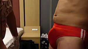 S Woman Slaps Erect Cock Over Tight Bloomers!