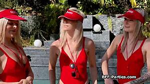 CPR training turns into FOURWAY ORAL FUN with sexy lifeguard wannabes