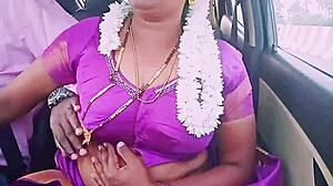 Indian Housewife in Saree Seduces Driver with Dirty Telugu Talks