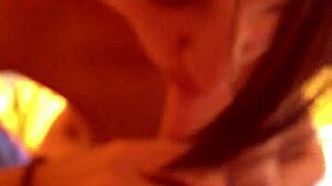 Amateur Italian blowjob with perfect body, sexy big tits, and European charm