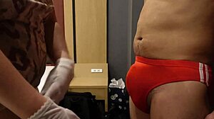 S Woman Slaps Erect Cock Over Tight Bloomers!