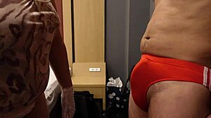 S Woman Slaps Erect Cock Over Tight Bloomers!