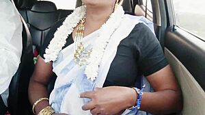 Indian bhabi enjoys a romantic car ride with Telugu conversations.