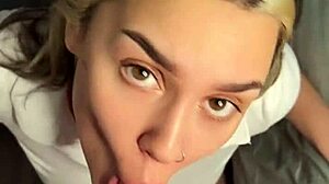 Brunette sucking dick in cowgirl POV