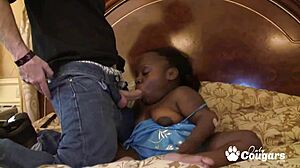 Does this black midget suck off a white boner like a pro in hardcore action?