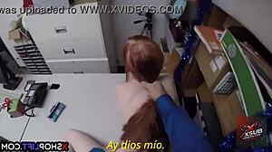 i caught this redhead thief and fucked her so hard, but i mean, it was subtitles in spanish or something