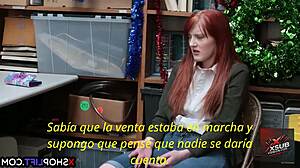 i caught this redhead thief and fucked her so hard, but i mean, it was subtitles in spanish or something