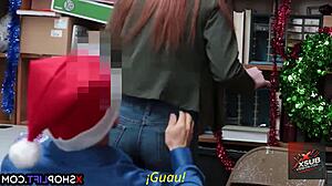 i caught this redhead thief and fucked her so hard, but i mean, it was subtitles in spanish or something