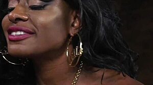 Muscled Black Mistress Whips and Binds Male Slave