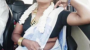 Indian bhabi enjoys a romantic car ride with Telugu conversations.