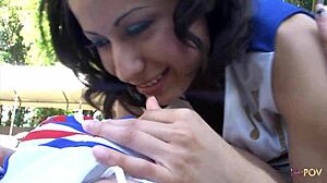 She facesits her lesbian cheerleader friend until her clit explodes in orgasm