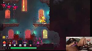 Chubby ebony gamer girl gets fucked with dildo while playing video game - dead cells