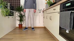 Mother-in-law's saggy natural tits during masturbation