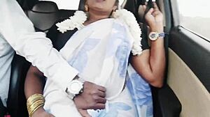 Indian bhabi enjoys a romantic car ride with Telugu conversations.